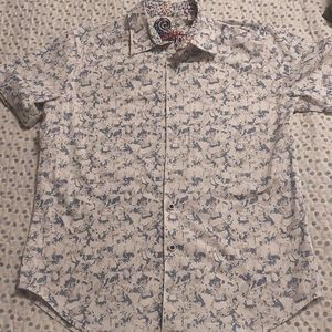 Robert Graham Short Sleeve Dress Shirt Mens Small